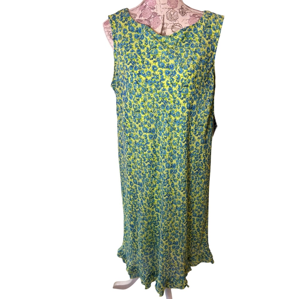 NWT California Concepts 16 Midi Dress Sleeveless Green Blue‎ BOHO Cottagcore